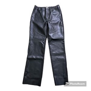 Princess Polly Macey‎ Vegan Leather Pants Size 6 Black Faux Leather 90s